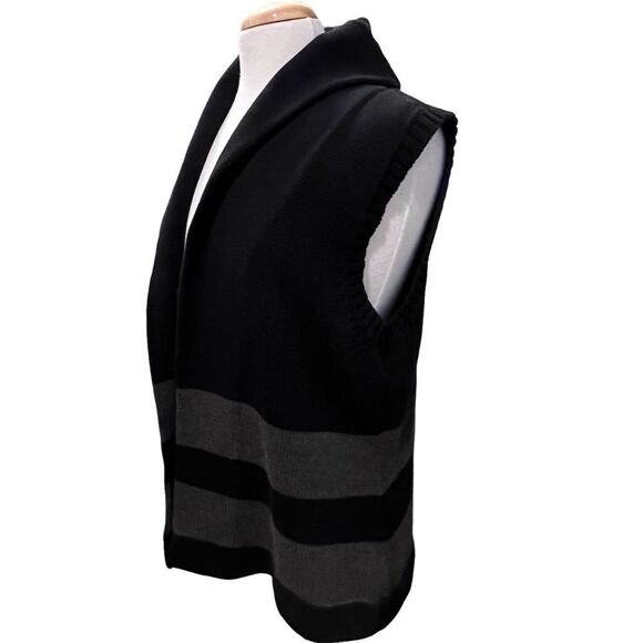 Lauren Ralph Lauren Oversized Sleeveless Black & Gray Cardigan Sweater size S - Picture 7 of 9